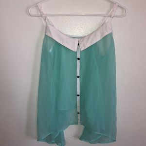 Turquoise Spaghetti Strap with Collar and Buttons